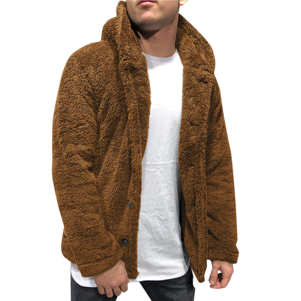 Men's Cozy Teddy Jacket with Wide Lapels and Practical Pockets Lisslune