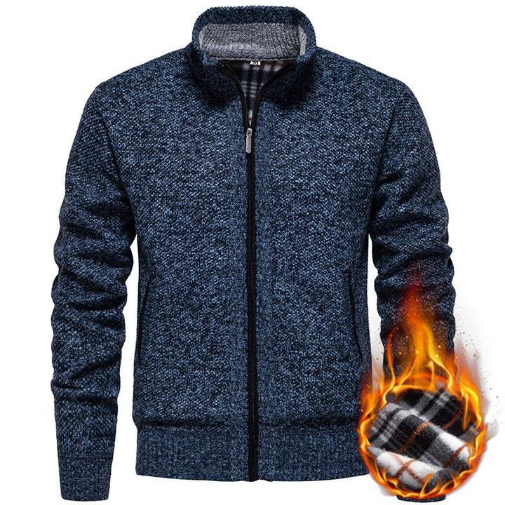 Men's stylish cardigan with high collar and practical pockets Lisslune