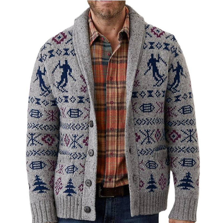Men's cardigan with exclusive Norwegian pattern and practical pockets Lisslune