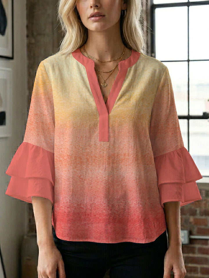Women's blouse shirt with voluminous sleeves and creative print design Lisslune