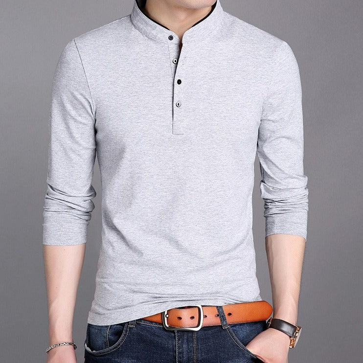 Men's Long Sleeve Shirts with Modern Henley Collar and Stylish Button Details Lisslune