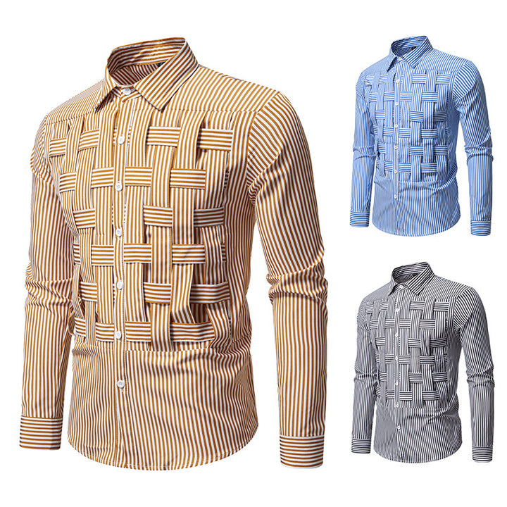 Men's long-sleeve shirt with modern check pattern Lisslune