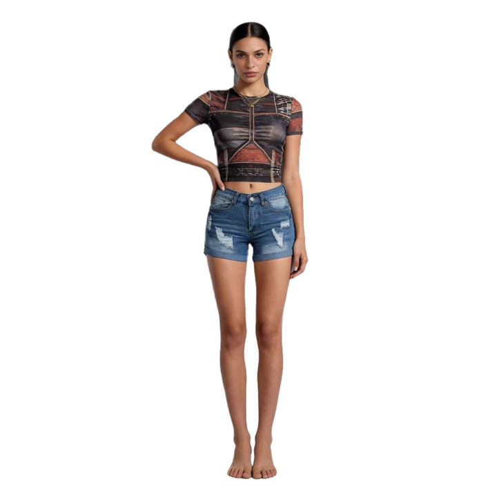 Women's destroyed denim shorts in a relaxed fit with trendy details Lisslune
