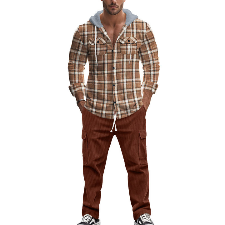 Men's flannel shirts with a hood and two practical chest pockets Lisslune