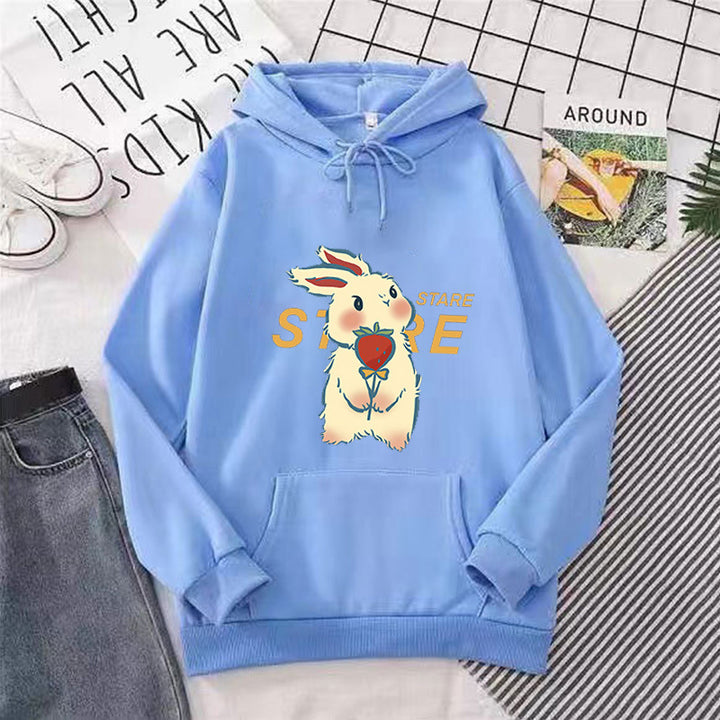 Women's hoodie with playful rabbit motif and inspirational slogan Lisslune