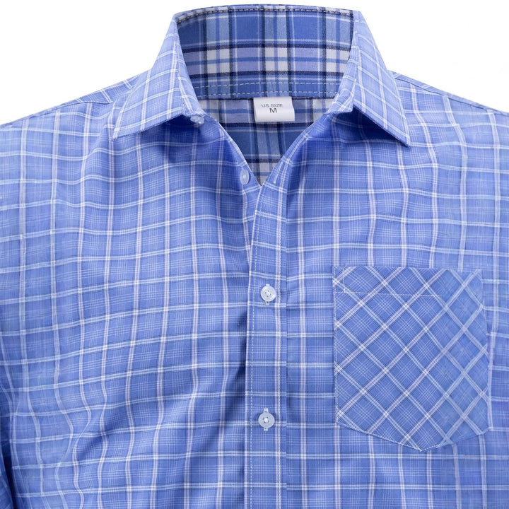 Men's classic check long sleeve shirt with breast pocket Lisslune