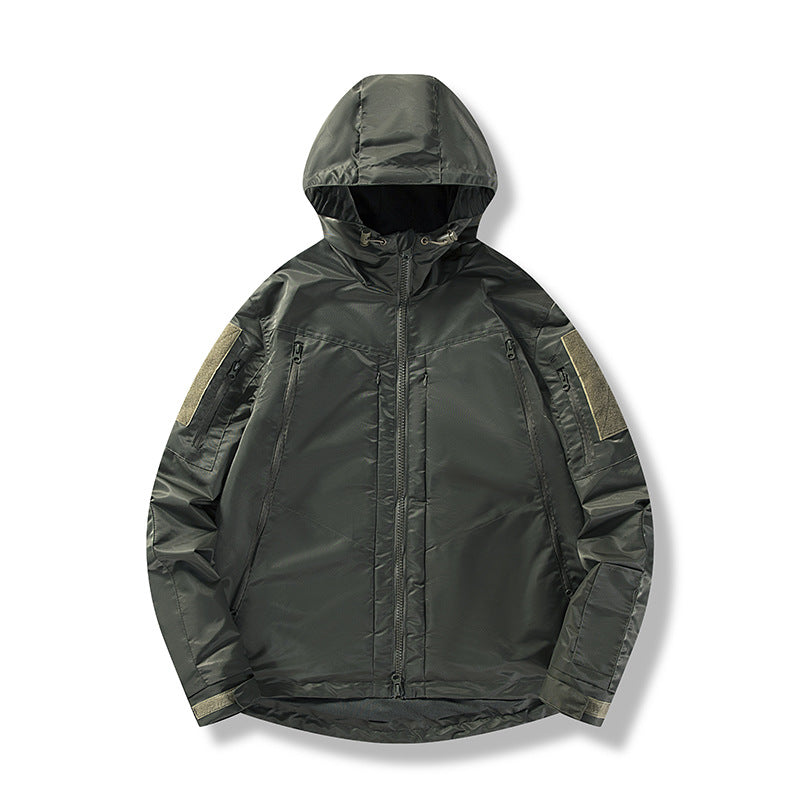 Men's Technical Outdoor Jacket with Insulating Filling and Adjustable Hood Collar Lisslune