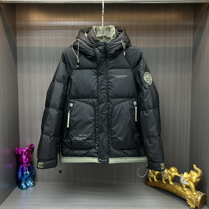 Men's Fashionable Quilted Outdoor Jacket with Insulating Hood Lisslune