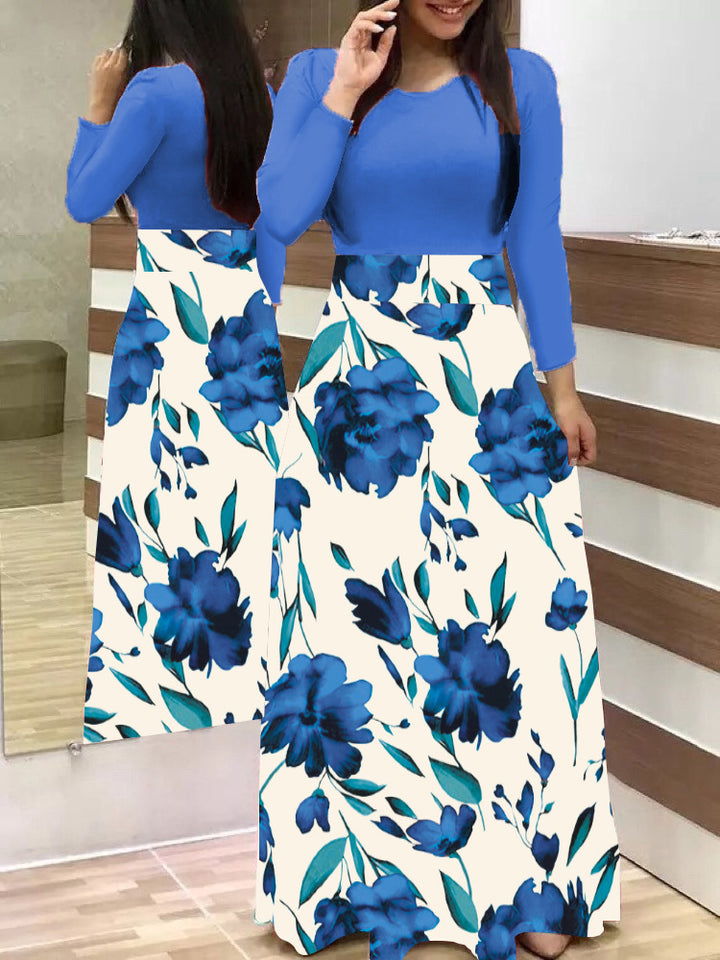 Damen Elegantes Maxikleid mit grafischem Druck und flexiblem Bund Lisslune