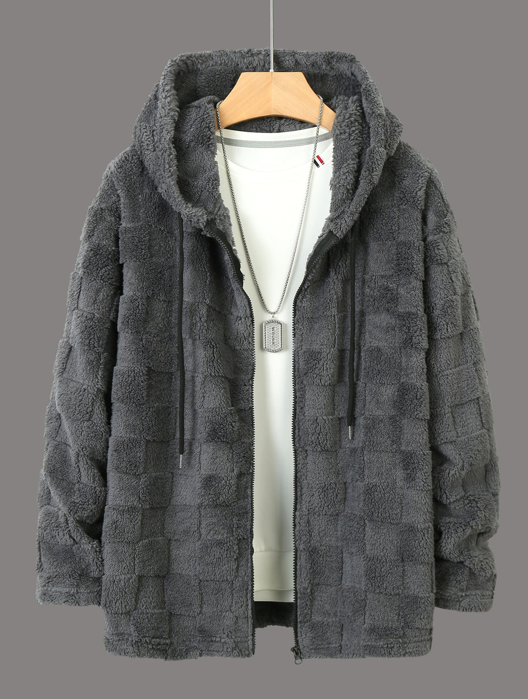 Men's fleece jacket with textured design and practical zipper Lisslune