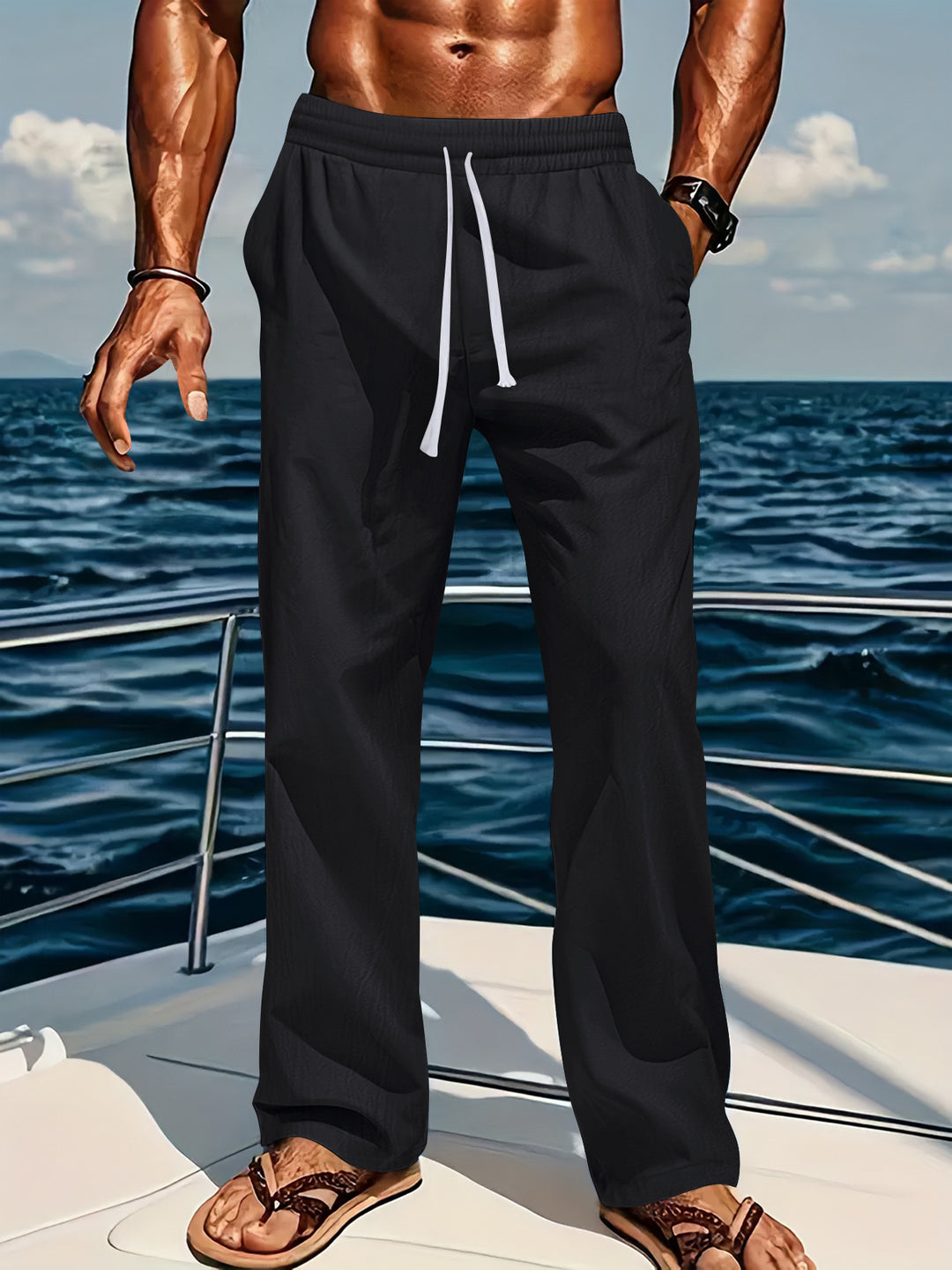 Men's comfortable leisure pants with elastic waist Lisslune