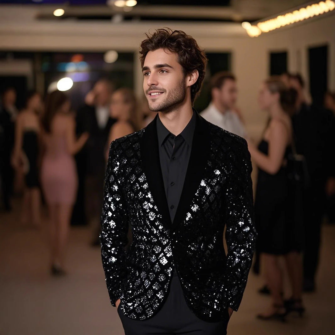 Men's Glamorous Sequin Blazer with Elegant Cut Lisslune