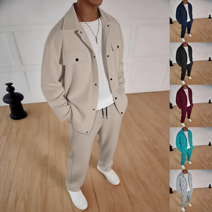 Men's casual set of striped overshirt and comfortable joggers Lisslune