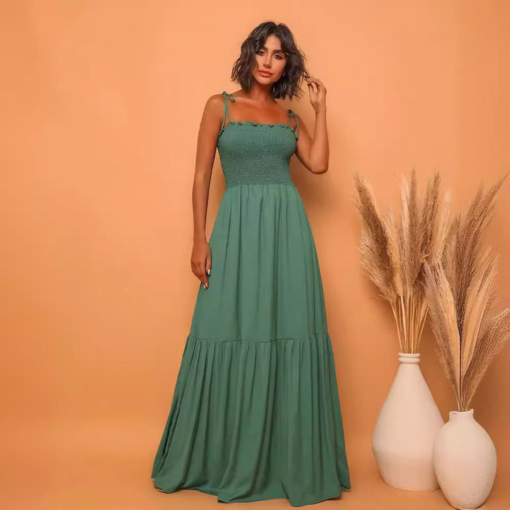 Women's airy maxi dress with spaghetti straps and ruffle details Lisslune