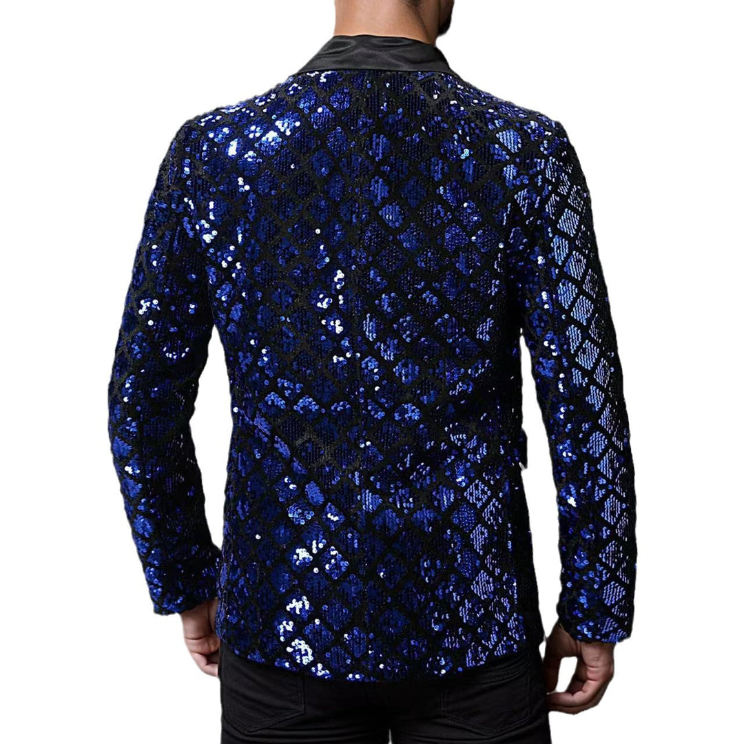 Men's glittering tuxedo blazer with luxurious sequin patterns Lisslune