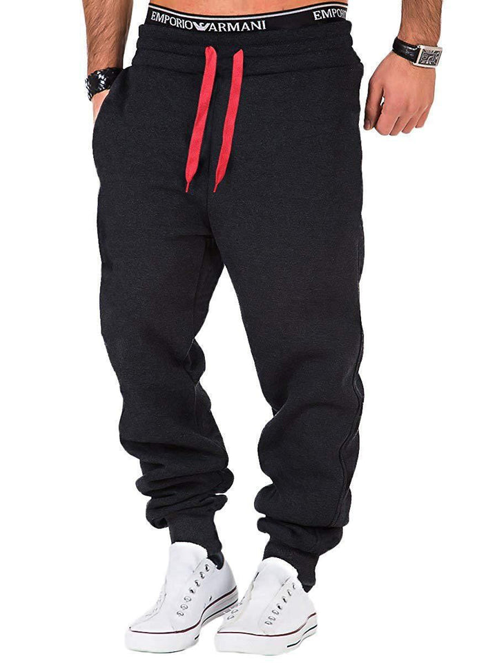 Men's casual joggers with elastic waistband and contrast drawstring Lisslune