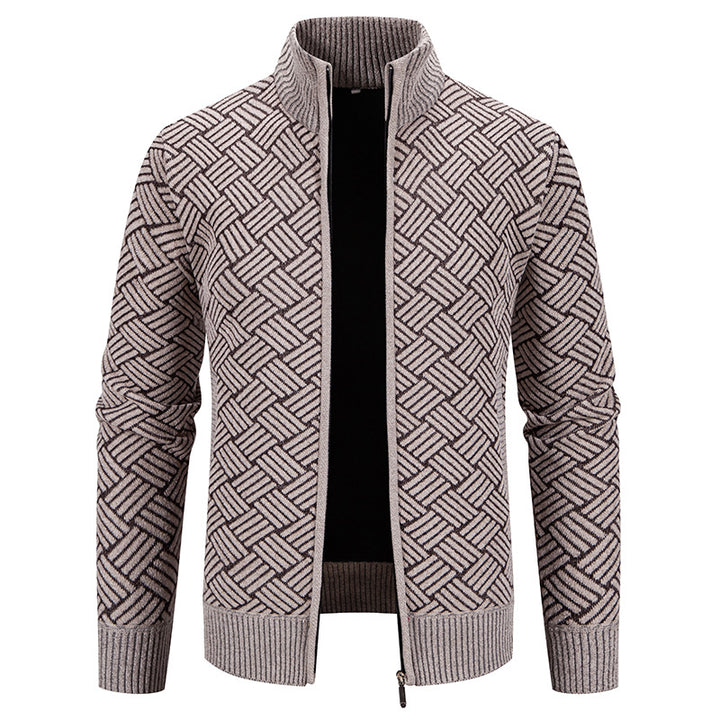 Men's cardigan with modern check pattern Lisslune