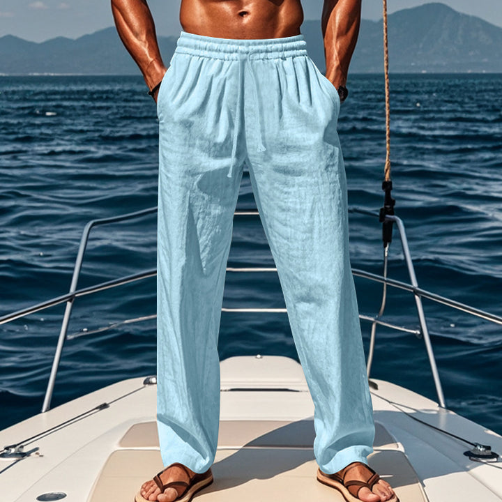 Men's casual cargo pants made of lightweight, breathable material with an elastic waistband and wide legs Lisslune