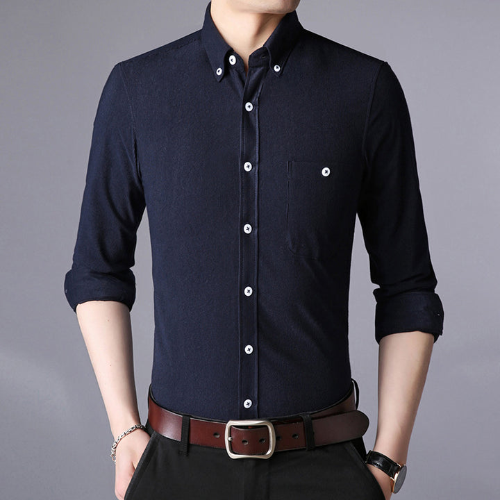 Men's long sleeve shirt with classic button-down collar Lisslune