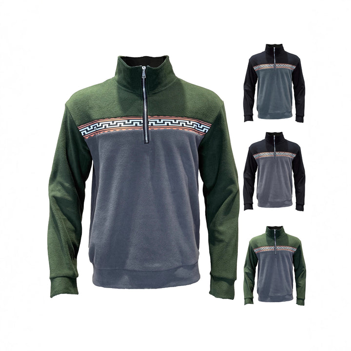 Men's fleece pullover with stylish stand-up collar and contrasting pattern Lisslune