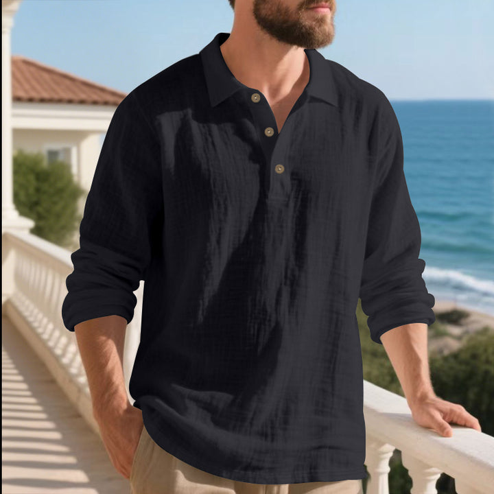 Men's Long Sleeve Polo Shirt made of breathable waffle fabric Lisslune