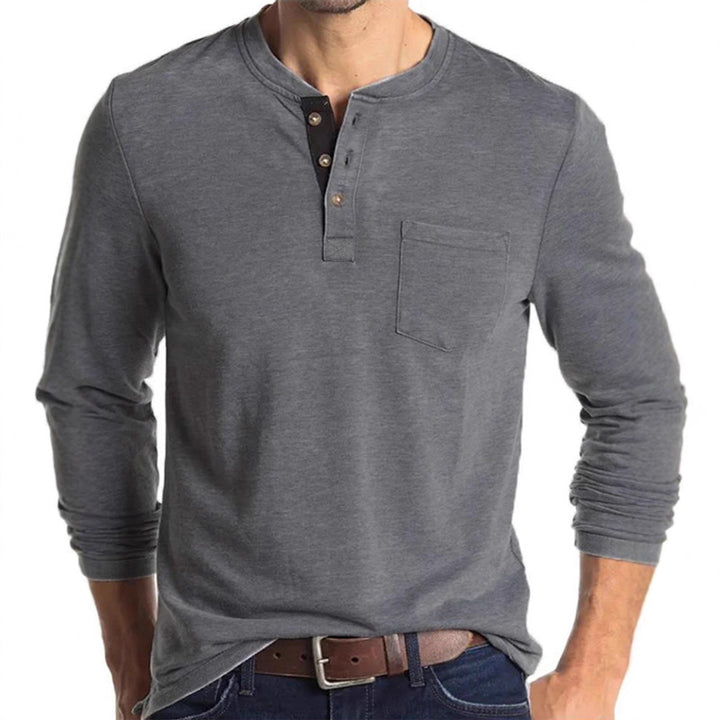 Men's long-sleeve shirt with button placket and practical chest pocket Lisslune