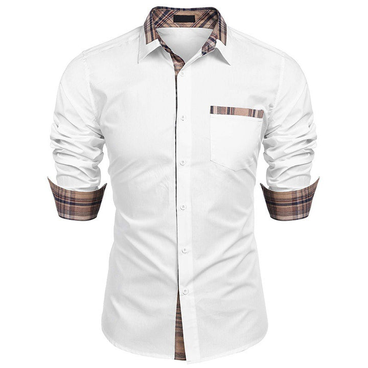 Men's long-sleeve shirt with contrasting collar and chest pocket Lisslune