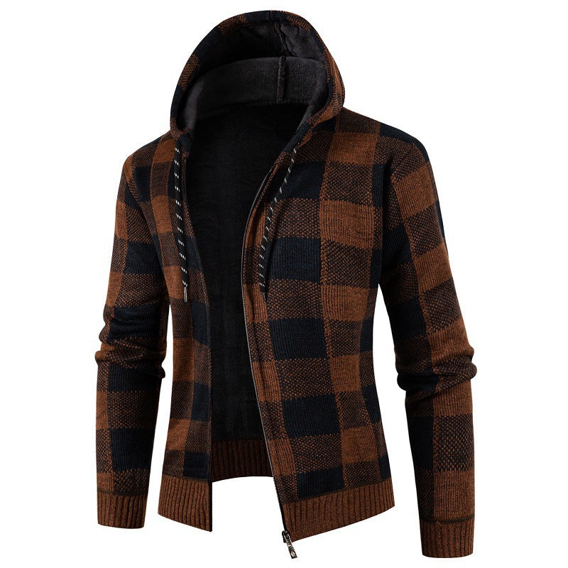 Men's comfortable hoodie with checked design Lisslune