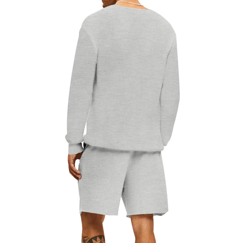 Men's casual leisure set with textured top and comfortable shorts Lisslune