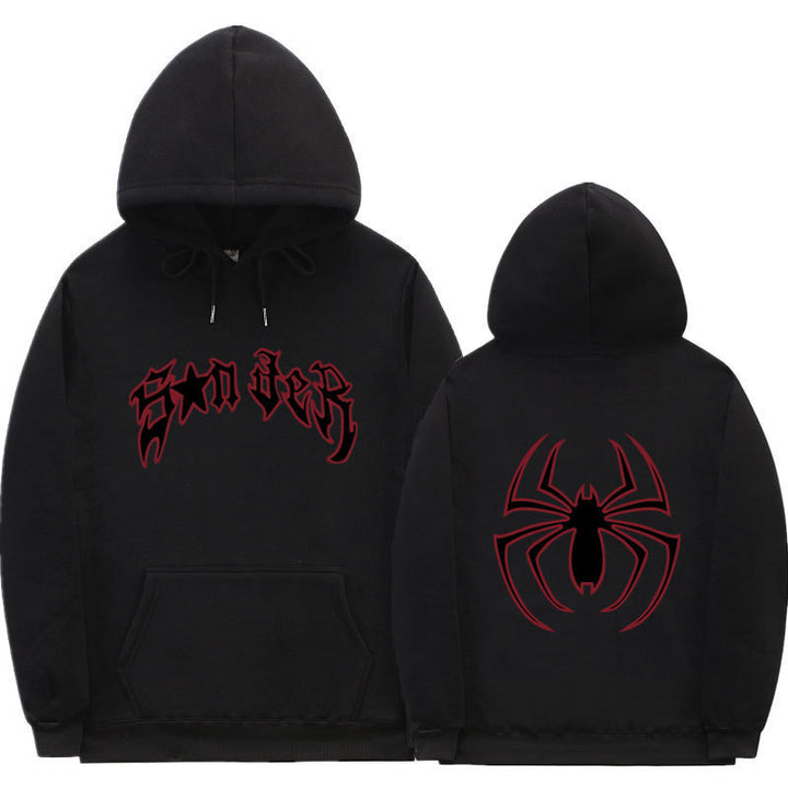 Women's hoodie with striking spider motif and coarse lettering Lisslune