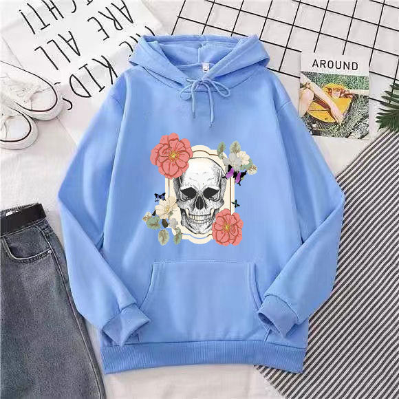 Women's hoodie with creative skull and flower design Lisslune