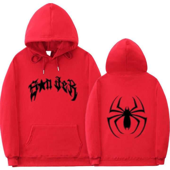 Women's hoodie with striking spider motif and coarse lettering Lisslune