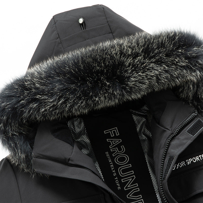 Men's Winter Jacket with Practical Pockets and Detachable Synthetic Fur Collar Lisslune