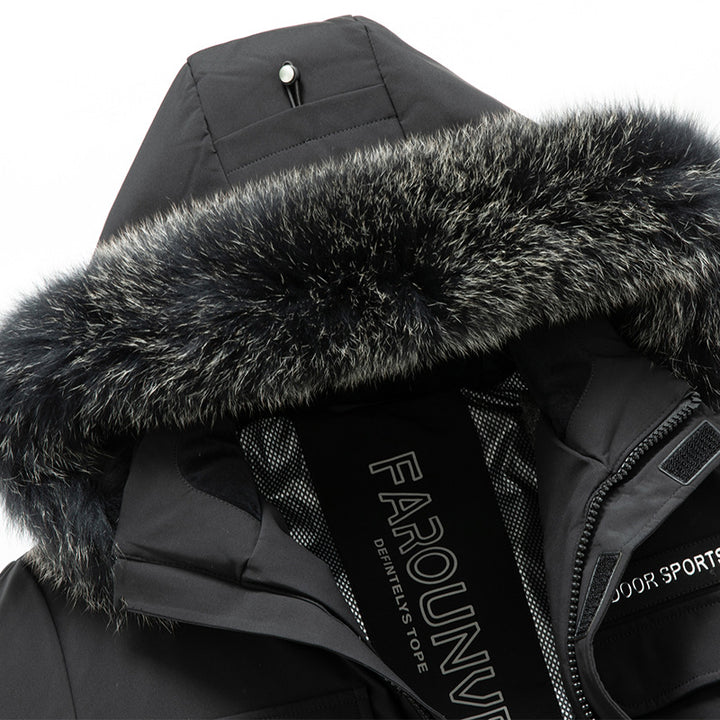 Men's Winter Jacket with Practical Pockets and Detachable Synthetic Fur Collar Lisslune