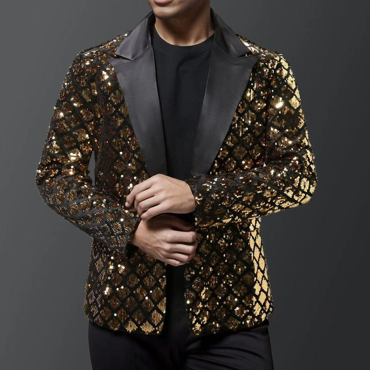Men's glittering tuxedo blazer with luxurious sequin patterns Lisslune