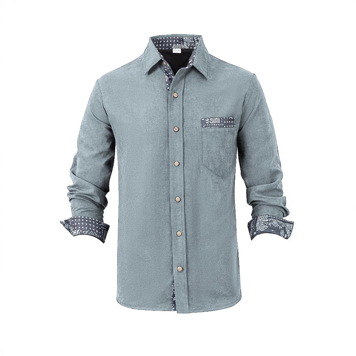 Men's long sleeve shirt with textured material and fashionable collar Lisslune
