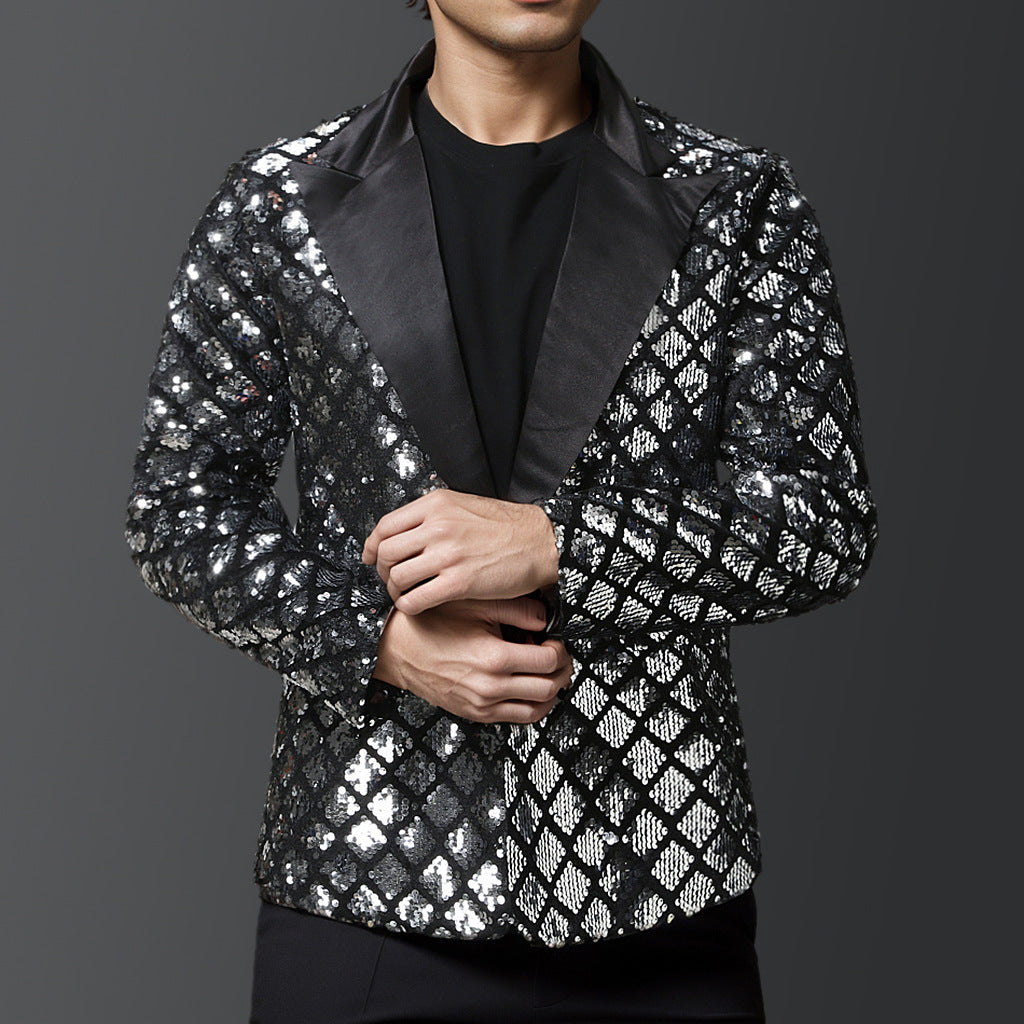 Men's elegant sequin blazer with satin lapels Lisslune