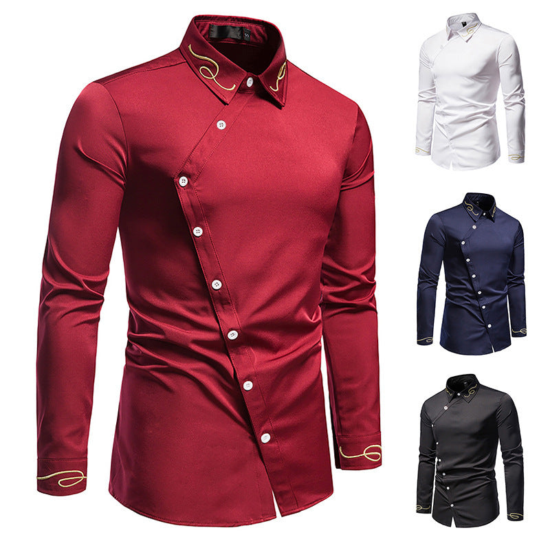 Men's Elegant Long Sleeve Shirt with Decorative Button Details Lisslune