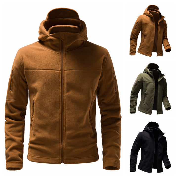Men's fleece jacket with hood and functional pockets Lisslune