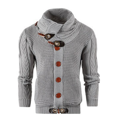 Men's cardigan with shawl collar and wooden buttons Lisslune