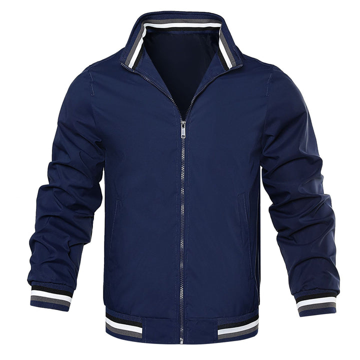 Men's Lightweight Transitional Jacket with Stand-Up Collar and Sporty Elements Lisslune