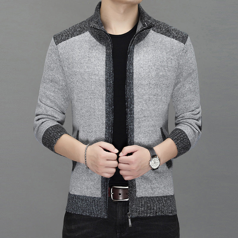 Men's cardigan with fashionable zipper and high collar Lisslune
