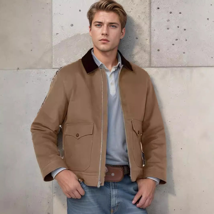 Men's robust cotton jacket with a warmth coat-like collar Lisslune