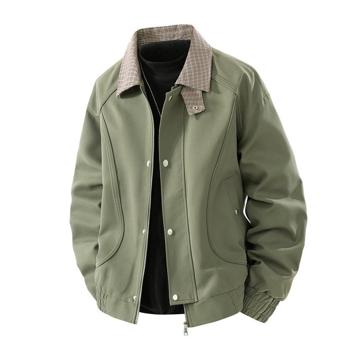 Men's fashionable transitional jacket with checkered collar section Lisslune