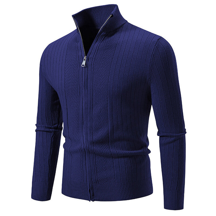 Men's knitted sweater with modern zipper and ribbed structure Lisslune