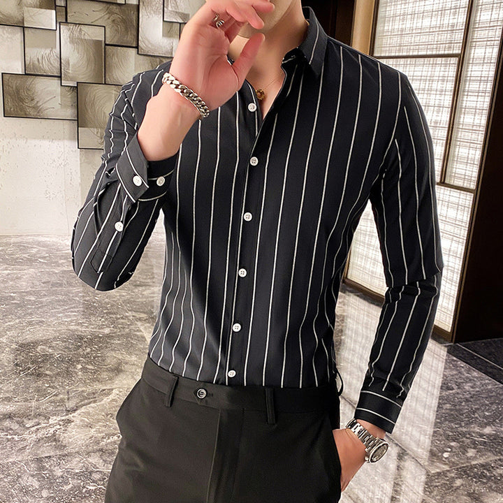 Men's elegant striped long-sleeve shirt Lisslune