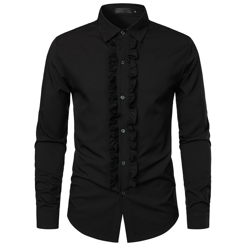 Men's shirt with ruffles and elegant button details Lisslune