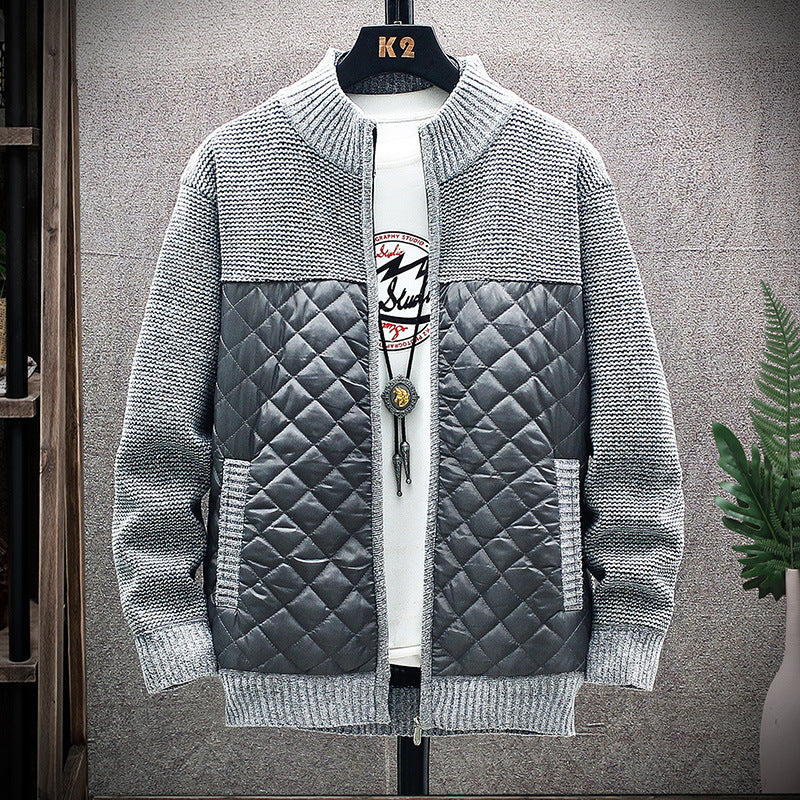 Men's quilted jacket with knit details and high collar Lisslune