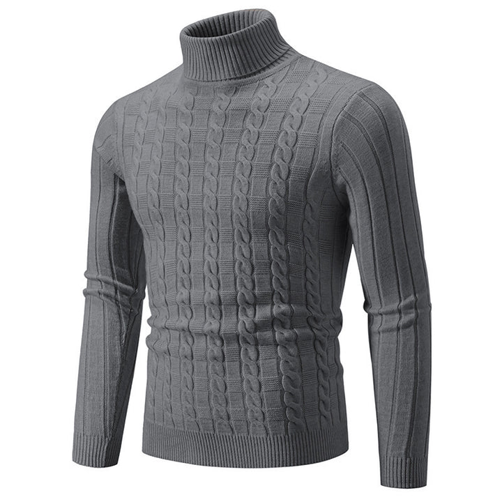 Men's stylish turtleneck sweater with textured cable design Lisslune