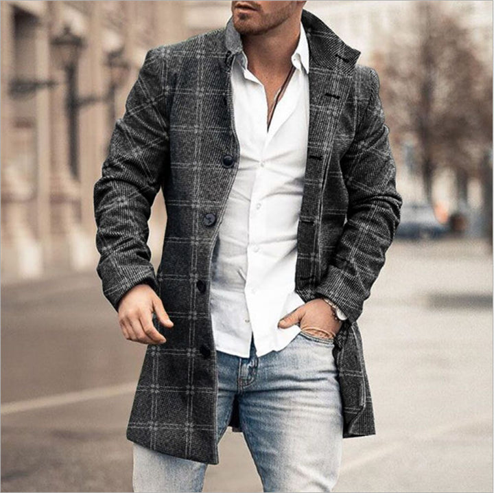 Men's wool coat in modern check design with tailored fit Lisslune